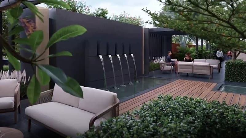 Outdoor Lounge & Water Feature